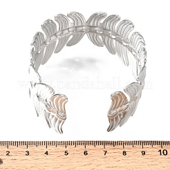 40mm 304ステンレススチール製リーフ型ワイドカフバングル（女性用）  変色なし  ステンレス鋼色  内径：2.20インチ（5.6cm）&nbsp;SA-CBAB767-31P