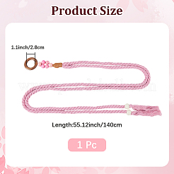 ハンドメイド織りコットンタッセルウエストベルト（女性用、ドレス用）1個  ショッキングピンク  1400x10mm&nbsp;AJEW-CP0010-25A