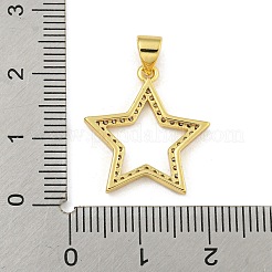 Star Rack Plating Brass Micro Pave Clear Cubic Zirconia Pendants&nbsp;KK-Z053-07G