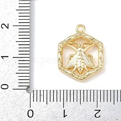 真鍮チャーム  カドミウムフリー＆ニッケルフリー＆鉛フリー  蜂の模様の六角形  18KGP本金メッキ  18x14x3mm  穴：1.4mm&nbsp;KK-G545-15G