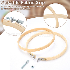 竹製刺繍枠9個、9スタイル  鉄パーツ  リング  ベージュ  102~295x87~280x10mm  内径：74~260mm  1個/スタイル&nbsp;DIY-GO0003-09