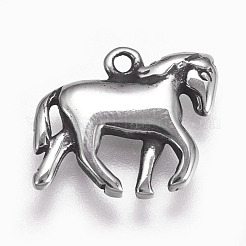 304ステンレスペンダント  馬  アンティークシルバー  13x16x2mm  穴：1mm&nbsp;STAS-O101-30AS