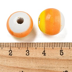 ハロウィンシリーズ 木製ヨーロピアンビーズ  ラウンド  きいろ  15x16x16mm  穴：4.5mm&nbsp;WOOD-U002-01A