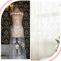 Star Moon Pattern Polyester Mesh Lace Fabric&nbsp;DIY-WH0504-446C