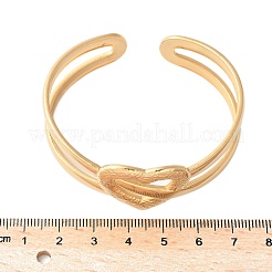 女性用304ステンレススチールカフバングル  ハート  ゴールドカラー  内径：1-7/8x2-1/8インチ（4.8x5.3cm）&nbsp;BJEW-U032-20G