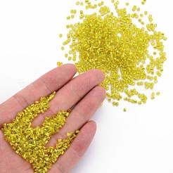 ガラス竹ビーズ  銀並ぶ  きいろ  1.8~2.2x1.8~2mm  穴：0.8~0.9mm  約15000個/ポンド&nbsp;SEED-S032-08A-30