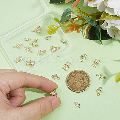 20Pcs 5 Styles Brass Pave Clear Cubic Zirconia Connector Charms&nbsp;KK-HS0001-30