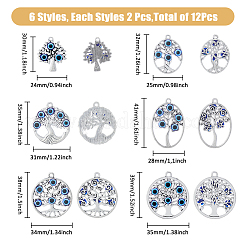 12Pcs 6 Styles Tibetan Style Alloy Pendants&nbsp;FIND-FH0009-09