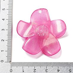 不透明樹脂ペンダント  ABSの模造パールと  花  ショッキングピンク  42x44x11.5mm  穴：2.3mm&nbsp;LS-FIND-M035-03D