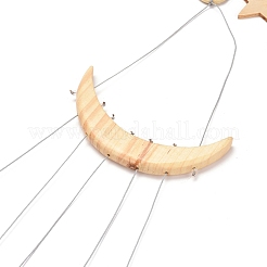 Wood & Natural Dye Agate Wind Chime Pendants&nbsp;HJEW-H054-04