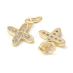 Brass Micro Pave Clear Cubic Zirconia Pendants&nbsp;KK-Q031-31G-02