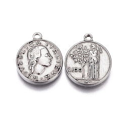 Tarnish Resistant 304 Stainless Steel Coin Pendants&nbsp;STAS-F207-09P