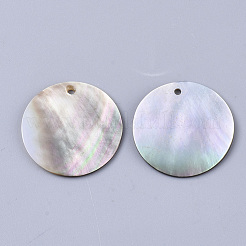 ブラックリップシェルペンダント  フラットラウンド  ゲインボロ  25x1~2mm  穴：1.6mm&nbsp;SSHEL-S251-36D