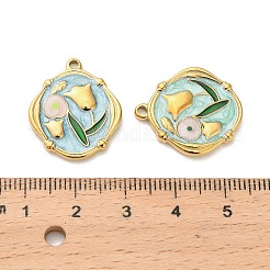 304ステンレススチールエナメルペンダント  花  イオンプレーティング（ip）  18KGP本金メッキ  ミックスカラー  22x19x2.5mm  穴：1.8mm&nbsp;STAS-K306-37G