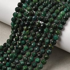 天然石アフリカンジェイドビーズ連売り  多面カット  ラウンド  4~4.5mm  穴：0.8mm  約93個/連  15.35''（39センチメートル）&nbsp;G-A318-A02-4mm-01