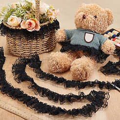 Polyester Lace Pleated Ribbons&nbsp;SRIB-WH0011-468A