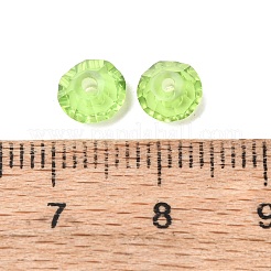 模造オーストリアクリスタルビーズ  グレードAAA  k9ガラス  多面カット  フラットラウンド  ライムグリーン  6x3.5mm  穴：0.7~0.9mm&nbsp;SWAR-F061-3x6mm-16