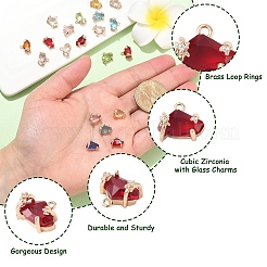 20Pcs Brass Micro Pave Cubic Zirconia with Glass Charms&nbsp;KK-YW0002-94