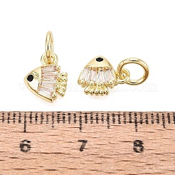 Brass Micro Pave Clear & Black Cubic Zirconia Pendants&nbsp;KK-Q077-11G