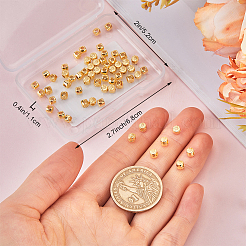 ラックメッキ合金ビーズ100個  長持ちメッキ  花とバレル  18KGP本金メッキ  4x4mm  穴：1.7mm&nbsp;FIND-BBC0003-34
