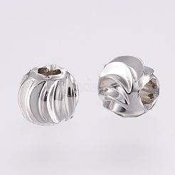 真鍮製スペーサービーズ  長持ちメッキ  コルゲートラウンド  プラチナ  4x3mm  穴：1.6mm&nbsp;KK-G312-01P-4mm-P