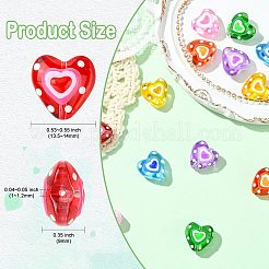 14 個 7 スタイルガラスビーズ  ハート  ミックスカラー  13.5~14x13.5~14x9mm  穴：1~1.2mm  2個/スタイル&nbsp;LAMP-CJ0002-50