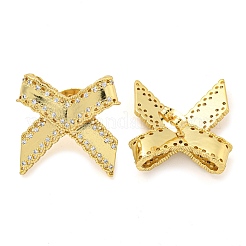 Bowknot Brass Micro Pave Cubic Zirconia Stud Earrings for Women&nbsp;EJEW-P275-06G