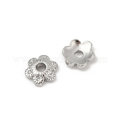 真鍮製スペーサービーズ  花  プラチナメッキ  6x5.5x1.5mm  穴：1.4mm&nbsp;KK-D375-11P