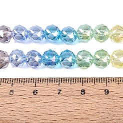 電気メッキ透明ガラスビーズ連売り  ラウンド  ABカラーメッキ  多面カット  ミックスカラー  7.5~8x7mm  穴：1~1.5mm  約48~50個/連  13.19~14.17（33.5~36センチメートル）&nbsp;EGLA-Q135-8MM-C03