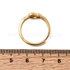 304ステンレススチール製調節可能な女性用カフオープンリング  言葉とハート  イオンプレーティング（ip）  18KGP本金メッキ  9.5mm  usサイズ6 3/4(17.1mm)&nbsp;RJEW-K316-03G