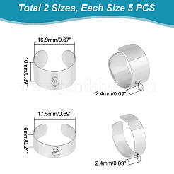 10Pcs 2 Size Stainless Steel Open Cuff Finger Ring Components&nbsp;STAS-UN0038-76