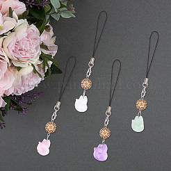 Cell Phone Strap Charm Fox Glass & Ivory Nut Charm Hanging Keychain for Women&nbsp;HJEW-PH01836