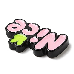 オペーク樹脂カボション  いい言葉  ピンク  24.5x42.5x5mm&nbsp;LS-CRES-M022-01C