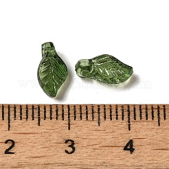 クリアアクリルチャーム  ピアスのアクセサリー  葉のチャーム  グリーン  9.7x5.5x3.6mm  穴：1.2mm&nbsp;TACR-G041-01B