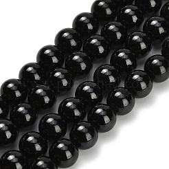天然石ブラックスピネルビーズ連売り  グレードA  ラウンド  6mm  穴：1mm  約62個/連  15.35インチ（39cm）&nbsp;G-L631-A03-6mm