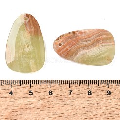 天然の緑色の縞模様のある方解石（アフガン翡翠）のペンダント  三角形のチャーム  33x21x4mm  穴：1.8mm&nbsp;GG-CBA6BAC-H08