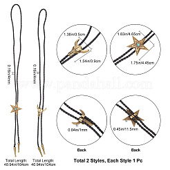 2Pcs 2 Style Ox-head & Star Lariat Necklace for Men Women&nbsp;NJEW-GF0001-06