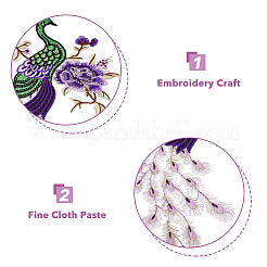 2Pcs 2 Colors Flower and Peacock Pattern Polyester Fabric Computerized Embroidery Cloth Sew on Appliques&nbsp;PATC-NB0001-16B