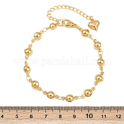 女性用304ステンレススチールリンクブレスレット  ラウンド  ゴールドカラー  7-3/8インチ（18.7cm）&nbsp;BJEW-D359-03G