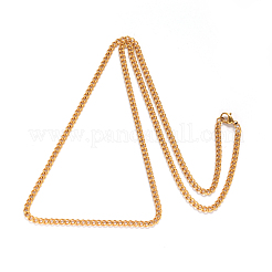 304ステンレススチールツイストチェーンカーブチェーンネックレス  カニカン付き  ゴールドカラー  21.85インチ（55.5cm）  3mm&nbsp;NJEW-L416-04G