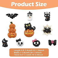 20Pcs 10 Styles Halloween Opaque Resin Cabochons&nbsp;CRES-YW0002-58