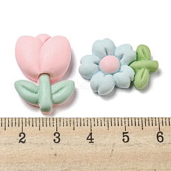 不透明樹脂デコデンカボション  ジュエリー作りのための  花  21~26x17~22x5~7mm&nbsp;RESI-F052-A02