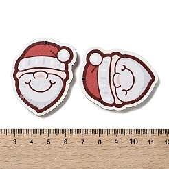 プリントバスウッドペンダント  サンタクロース  カラフル  46.5x38x3mm  穴：1.8mm&nbsp;WOOD-XCP0001-99