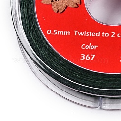 2本撚りの丸いワックスコットン糸コード  日本から輸入  濃い緑  0.5mm  約21.87ヤード（20m）/ロール&nbsp;YC-T004-01A-13