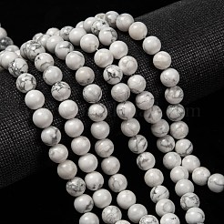 1連ホワイトラウンド天然のハウライトビーズ連売り  8mm  穴：1mm  約24個/連  7.6インチ&nbsp;X-TURQ-G091-8mm