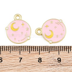 合金エナメルチャーム  ムーンチャーム  ゴールドカラー  ピンク  16x13x1mm  穴：1.6mm&nbsp;AL-CBA0485-02C-G01