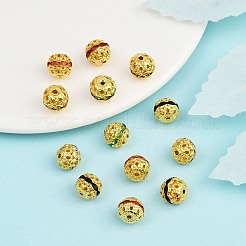 真鍮製のラインストーンビーズ  カドミウムフリー＆鉛フリー  グレードA  ゴールデンの金属色  ラウンド  直径10mm  穴：1.2mm&nbsp;RB-A011-10mm-G