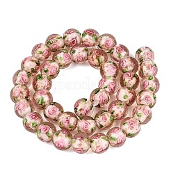Luminous Handmade Lampwork & Glitter Powder Beads Strands&nbsp;LAMP-Q041-01G
