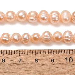 天然養殖淡水パールビーズ連売り  ポテト  グレード2a++  パパイヤホイップ  7~8mm  穴：0.6mm  約50個/連  13.39''（34センチメートル）&nbsp;PA-CBABE82-16