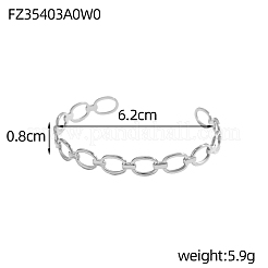 304ステンレススチール製カフバングル  オーバル  ステンレス鋼色  内径：2-1/2インチ（6.2cm）&nbsp;STAS-OY006-81P-1